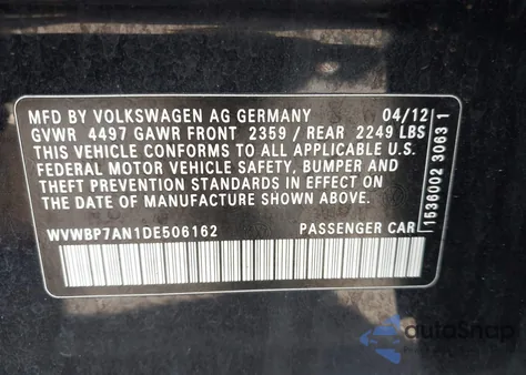 2013 Volkswagen Cc 2.0T Sport Plus z USA, uszkodzony, nr VIN WVWBP7AN1DE506162